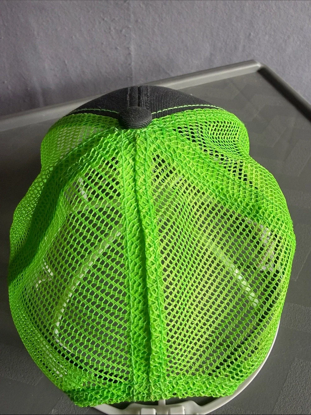 Caterpillar Black and Neon Green Mesh Logo CAT Trucker Cap Cotton and Polyester